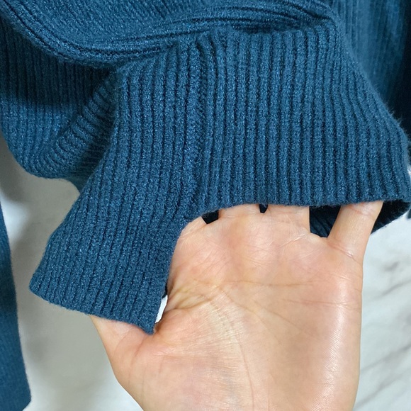 Devotion by Cyrus Cowl Neck Ribbed Tunic Sweater - Teal - Picture 6 of 9